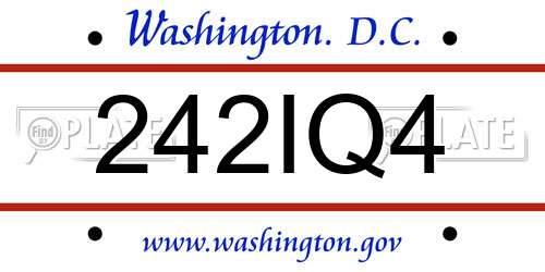 242IQ4 District Of Columbia License Plate