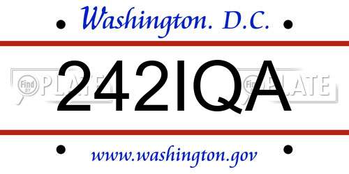 242IQA District Of Columbia License Plate