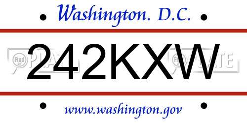 242KXW District Of Columbia License Plate