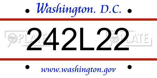 242L22 District Of Columbia License Plate