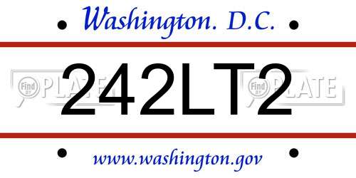 242LT2 District Of Columbia License Plate