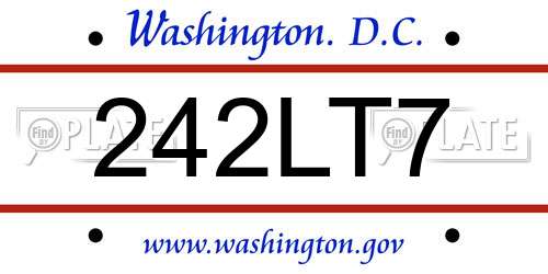 242LT7 District Of Columbia License Plate