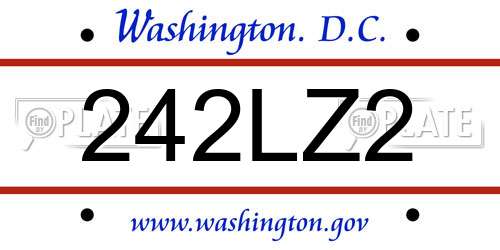 242LZ2 District Of Columbia License Plate