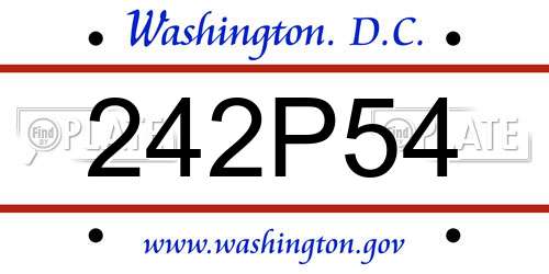 242P54 District Of Columbia License Plate