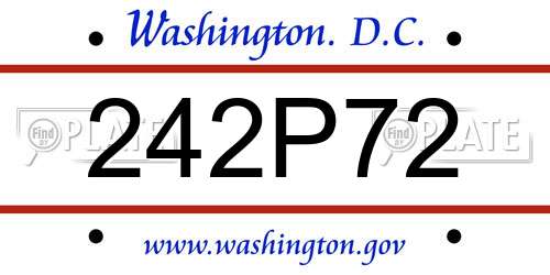 242P72 District Of Columbia License Plate