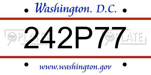 242P77 District Of Columbia License Plate