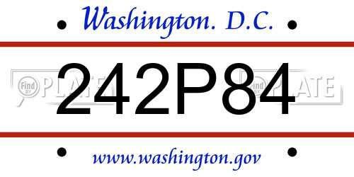 242P84 District Of Columbia License Plate