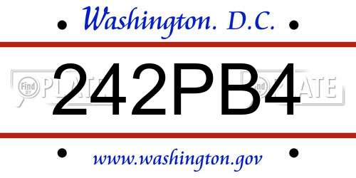 242PB4 District Of Columbia License Plate