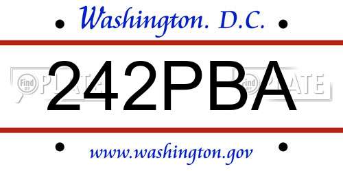 242PBA District Of Columbia License Plate
