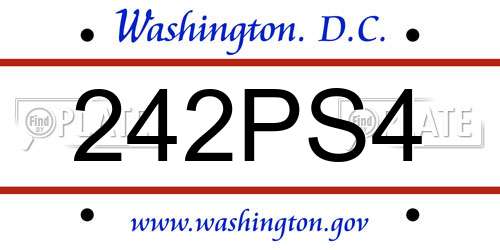242PS4 District Of Columbia License Plate