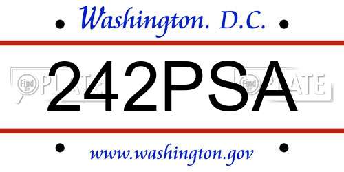 242PSA District Of Columbia License Plate