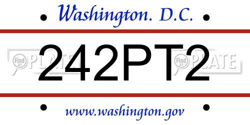 242PT2 District Of Columbia License Plate