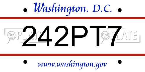 242PT7 District Of Columbia License Plate