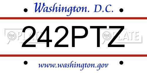 242PTZ District Of Columbia License Plate