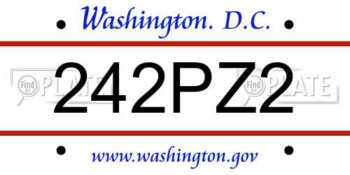 242PZ2 District Of Columbia License Plate