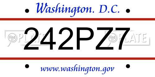 242PZ7 District Of Columbia License Plate