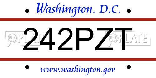 242PZT District Of Columbia License Plate