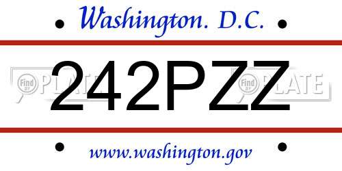 242PZZ District Of Columbia License Plate