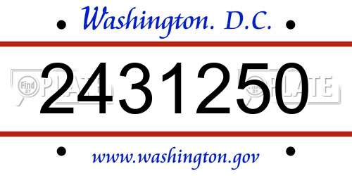 2431250 District Of Columbia License Plate