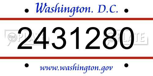 2431280 District Of Columbia License Plate