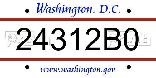 24312B0 District Of Columbia License Plate