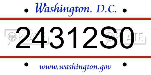 24312S0 District Of Columbia License Plate