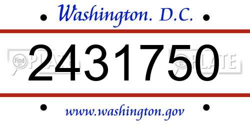 2431750 District Of Columbia License Plate