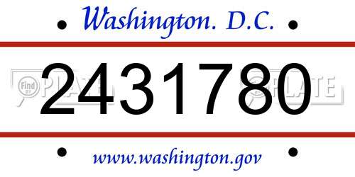 2431780 District Of Columbia License Plate