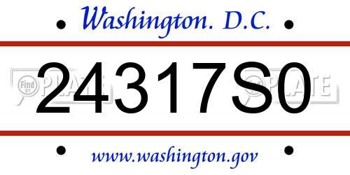 24317S0 District Of Columbia License Plate