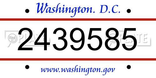 2439585 District Of Columbia License Plate