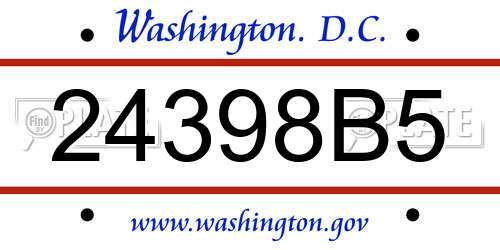 24398B5 District Of Columbia License Plate