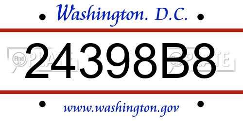 24398B8 District Of Columbia License Plate