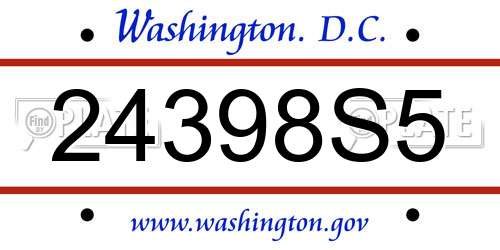 24398S5 District Of Columbia License Plate