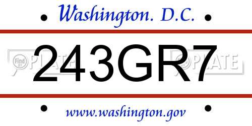 243GR7 District Of Columbia License Plate