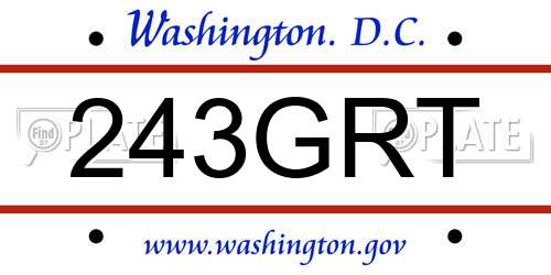 243GRT District Of Columbia License Plate