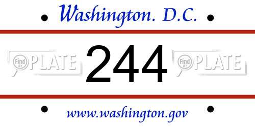 244 District Of Columbia License Plate