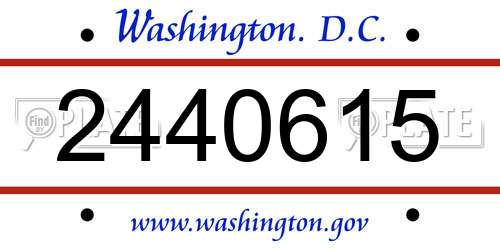 2440615 District Of Columbia License Plate