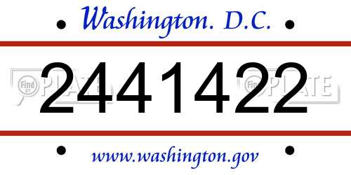 2441422 District Of Columbia License Plate