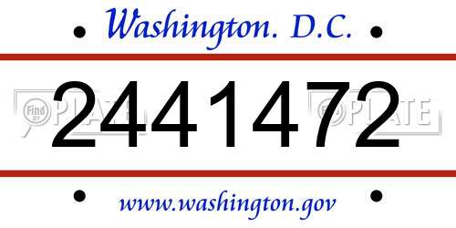 2441472 District Of Columbia License Plate