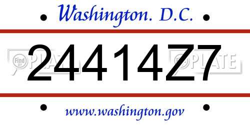 24414Z7 District Of Columbia License Plate