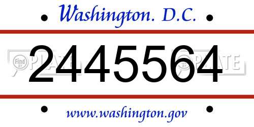 2445564 District Of Columbia License Plate