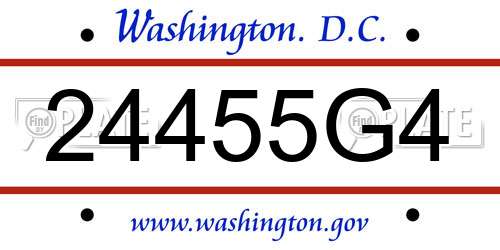 24455G4 District Of Columbia License Plate
