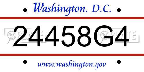 24458G4 District Of Columbia License Plate