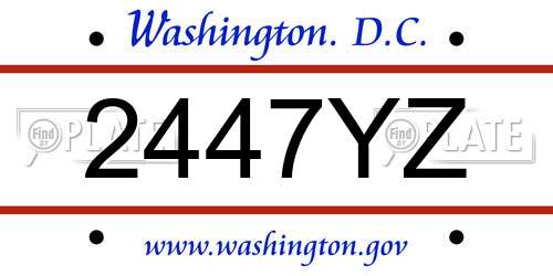 2447YZ District Of Columbia License Plate