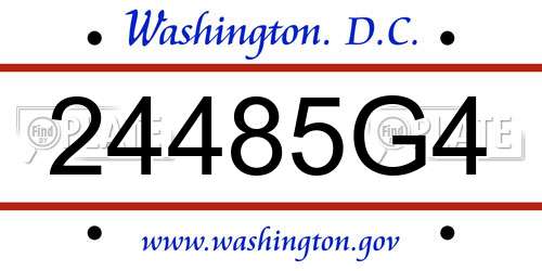 24485G4 District Of Columbia License Plate