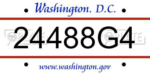 24488G4 District Of Columbia License Plate