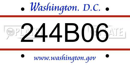 244B06 District Of Columbia License Plate