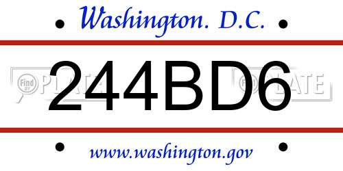 244BD6 District Of Columbia License Plate