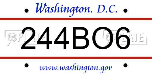 244BO6 District Of Columbia License Plate