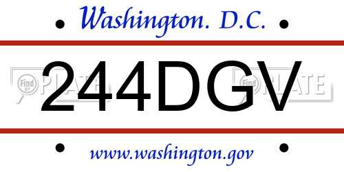 244DGV District Of Columbia License Plate